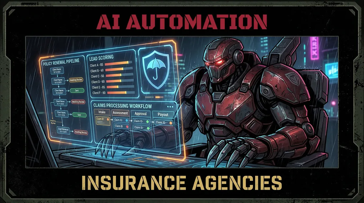 AI Automation for Insurance — OpenClaw tactical mech warrior illustration