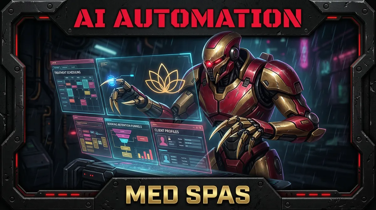AI Automation for Med Spas — OpenClaw tactical mech warrior illustration