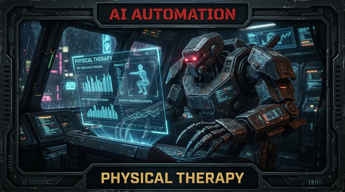 AI Automation for Physical Therapy — OpenClaw tactical mech warrior illustration